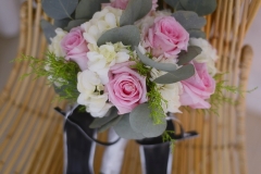 Hydrangea and Pink Rose Bridal Bouquet